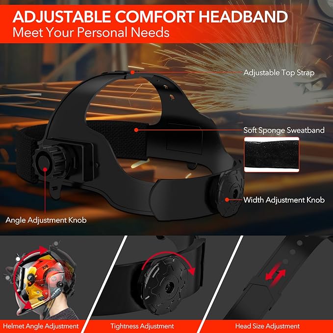 Welding Hood Auto Darkening Welding Helmet with Light True Color 1/1/1/2 Top Optical Clarity Wide Shade 9-13 Welding Mask with Grinding Weld Helmet (KTS-HD94)