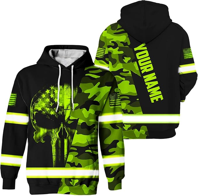 Maddly High Visibility US Flag Collection Safety Workwear Custom Name for Workers, Runners, Truckers, Patriotic