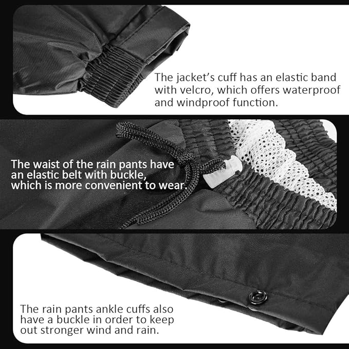 ILM Motorcycle Rain Suit for Men Waterproof Resistant Raincoat 6 Pockets 2 Pieces Packable Rainwear Jacket and Pants Model RS02
