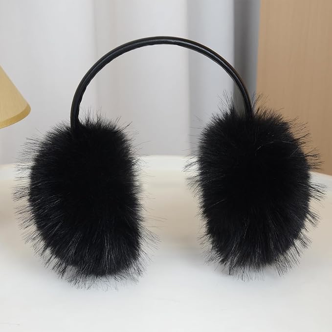 Women's Faux Fur Ear Muffs For Winter Women - Warm Faux Fur Fuzzy Ear Muffs Windproof Cold Weather Ear Warmers