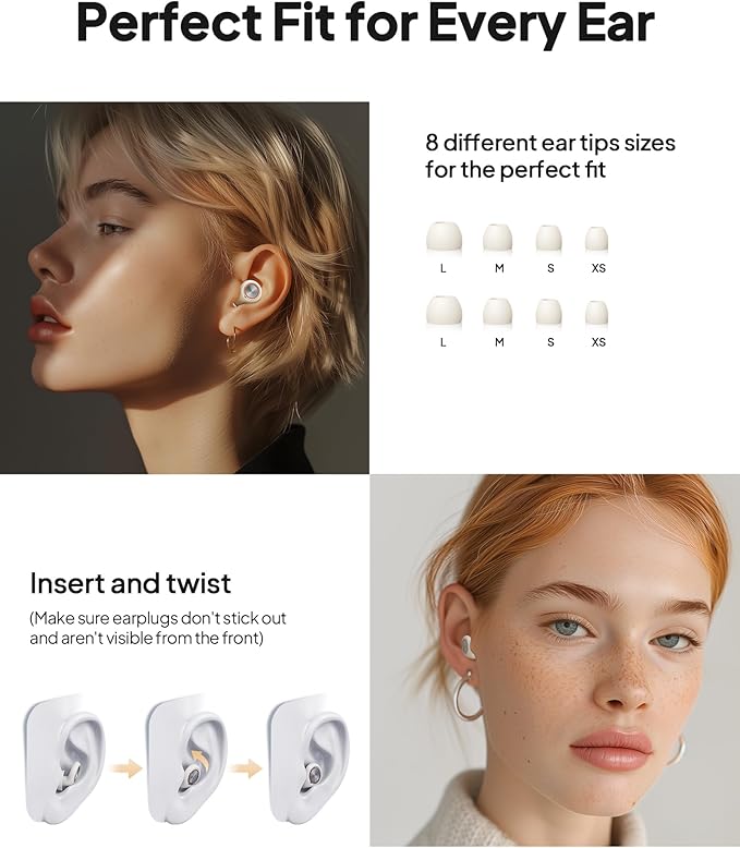 Ear Plugs for Sleeping Noise Cancelling, Reusable Silicone Ear Plugs for Sleeping with 8 Eartips and Case, 45dB Noise Reduction, High-Fidelity Hearing Protection Ear Plugs for Concert and Snoring