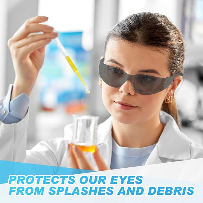 WFEANG Safety Glasses - Tinted Protective Eyewear with ANSI Z87.1, Scratch & Impact Resistant Eye Protection Glasses for Work, Lab, Construction (Pack of 50 Smoke)