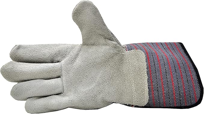 5 Pair Pack Leather Palm Work Gloves Cowhide Leather Suede Finish A Grade Premium
