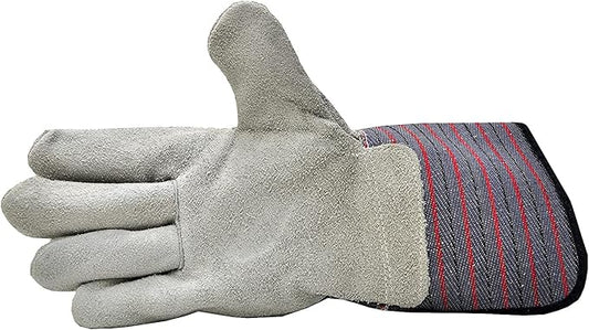 5 Pair Pack Leather Palm Work Gloves Cowhide Leather Suede Finish A Grade Premium
