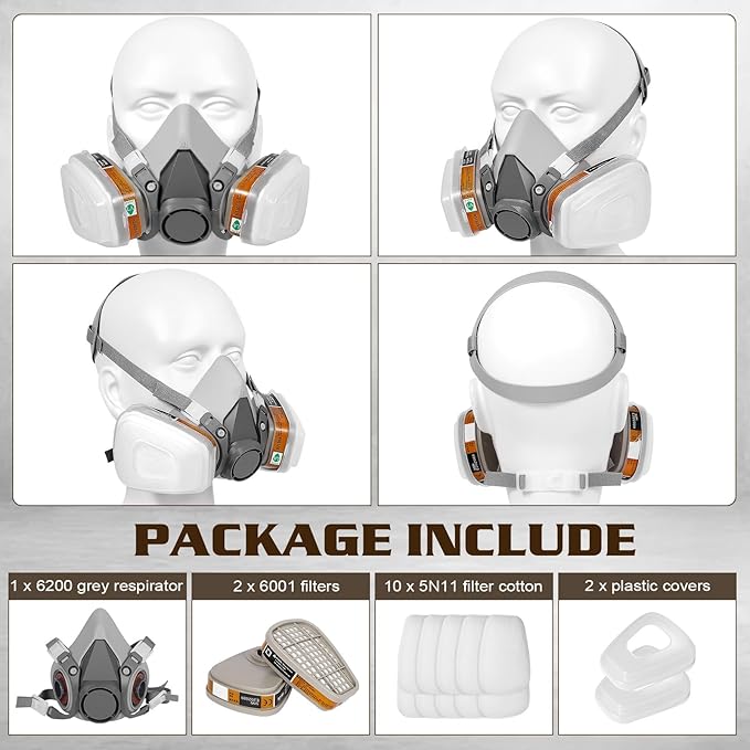 Respirator Mask, Paint Respirator with 6001 Filters for Chemical, Spray Paint, Epoxy Resin,Sanding