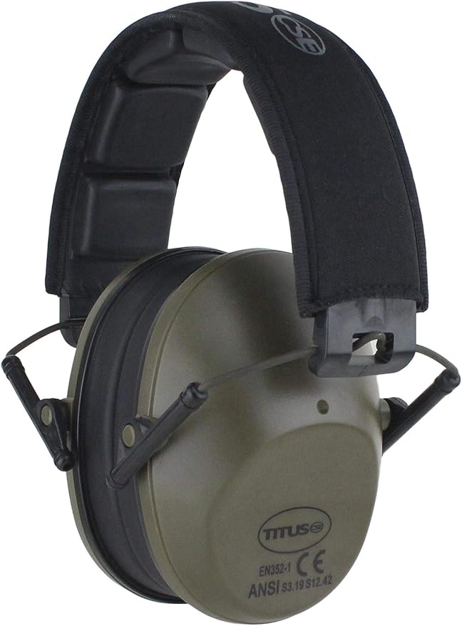 TITUS 2-Series Premium Low Profile Earmuffs, ANSI Rated, High NRR Noise Reduction, Durable Sport Band, Hearing Protection PPE