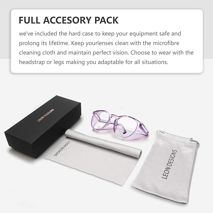 Stylish Round Safety Glasses Anti-Fog Women | Fashion Eye Protection Blue Light Blocking Glasses with Side Shields | Lab Clear Protection Goggles (Lilac)