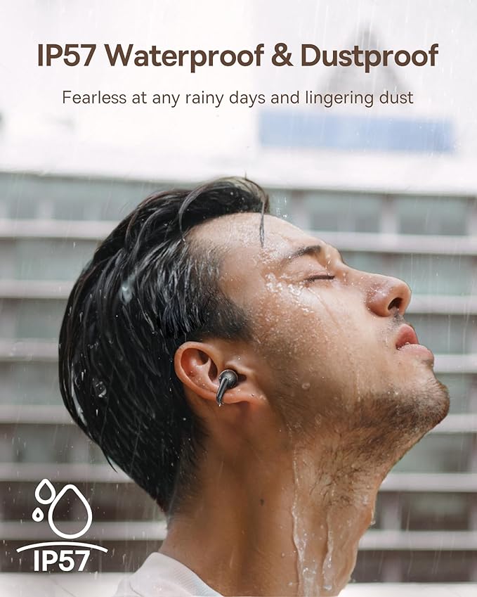 Baseus Bowie MC1 Open Ear Clip-On Earbuds, Adaptive Comfort with Anti-Drop Design, Impactful Sound with Adaptive Bass Boost, Adaptive Noise Cancelling Calls, IP57 Waterproof, 40H Playtime, Lightweight