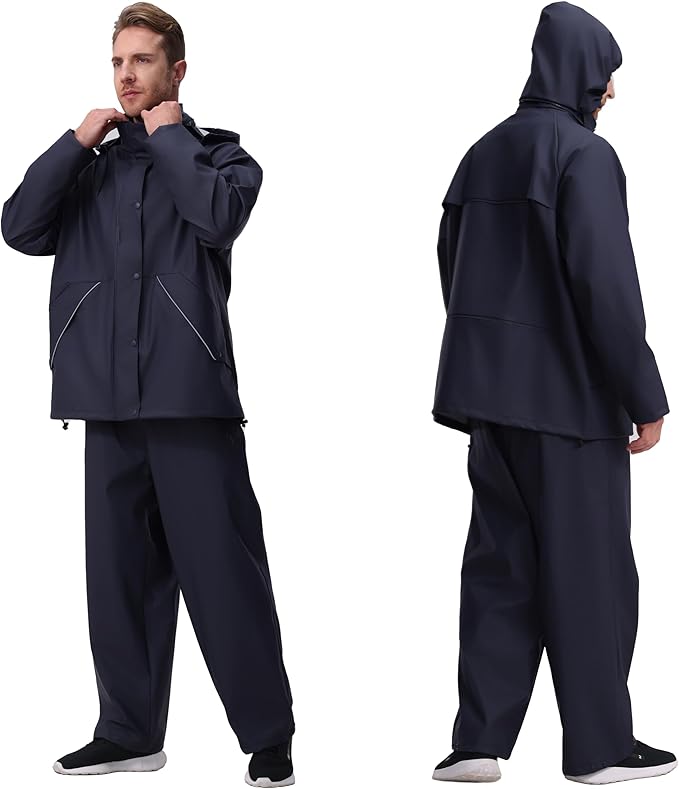 Rain Suit for Men Heavy Duty Workwear Waterproof Jacket with Pants 3 Pieces