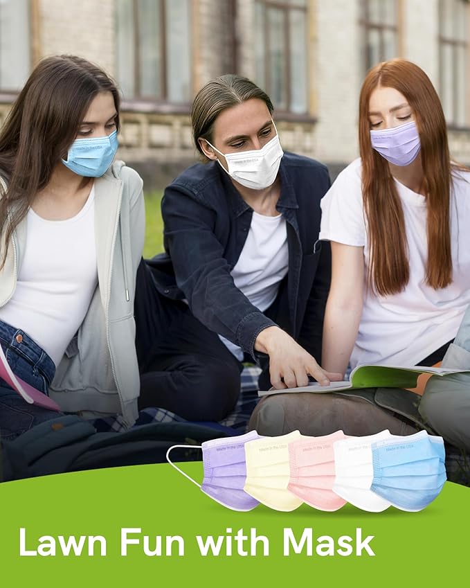 FriCARE Disposable Face Masks, 3-Ply ASTM Level 3 Medical Grade, FSA/HSA Eligible, Breathable & Comfortable for Allergy/Sun Protection, 50 Pack Midnight Fantasy