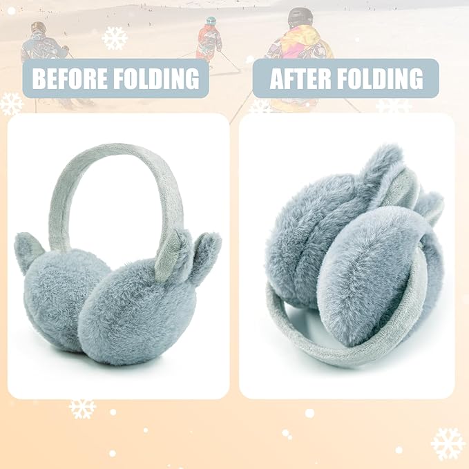 Kids Winter Earmuffs Baby Warm Ear Muff Girls Cute Furry Ear Warmers Boys Foldable Ear Covers for Cold Weather