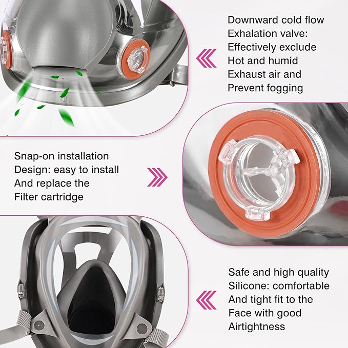 Full-Face Mask Respirator with 60926 Cartridges - Anti-fog,Reusable Gas Cover Organic Vapor Masks Survival Nuclear,Paint Mask for Painting,Dust,Formaldehyde,Epoxy Resin,Sanding,Cutting,welding