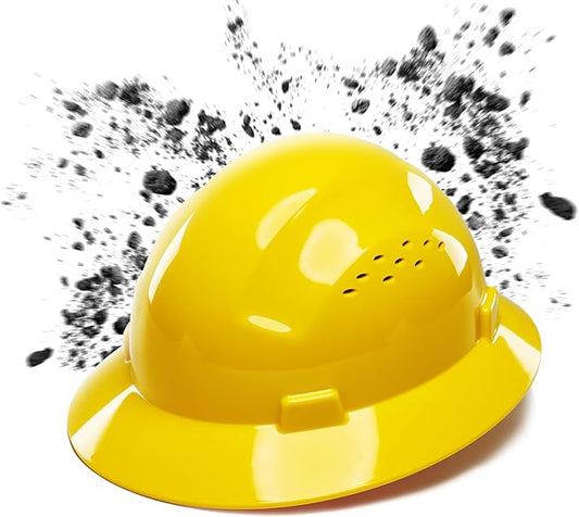 COOLJOB Full Brim Hard Hat, OSHA Construction Work Approved, HDPE Safety Helmet with 4 Point Adjustable Ratchet Suspension, Class E, G & C