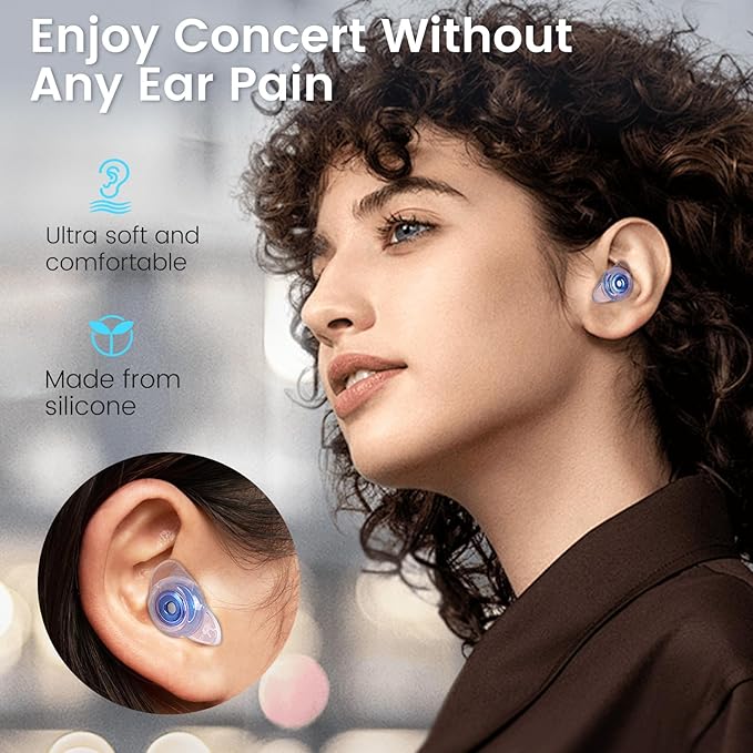 Earplugs for Concert,2 Pairs Silicone Earplugs for Concert and Musicians, Reusable Liquid Silicone Ear Plugs for Hearing Protection,Party,23dB Noise Cancelling