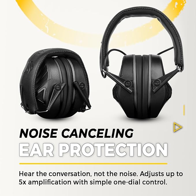 TradeSmart Complete Shooting Eye and Ear Protection: Electronic Earmuffs for Shooting, Range Glasses & Hard Carrying Case