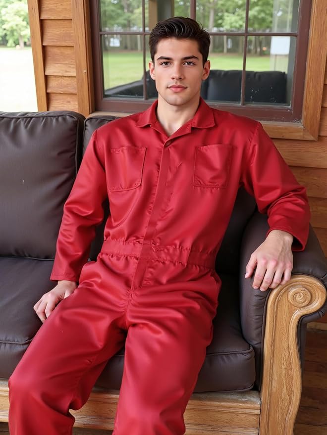 MCJC Coveralls for Men Adult Blue Jumpsuit Coveralls Mechanic Work Uniform Halloween Horror Killer Costume