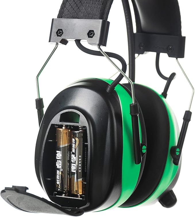 Digital AM/FM Radio Headphones 25dB NNR,Noise Reduction Safety Earmuffs,Headset Powered by AA Battery,Hearing Protection for Mowing Lawn Working Walkman(Green)