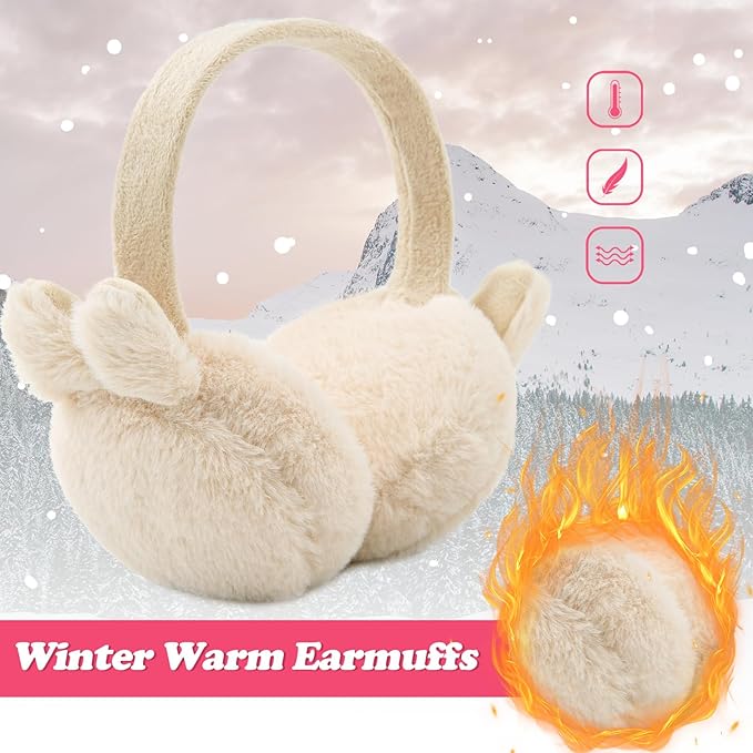 Kids Winter Earmuffs Baby Warm Ear Muff Girls Cute Furry Ear Warmers Boys Foldable Ear Covers for Cold Weather