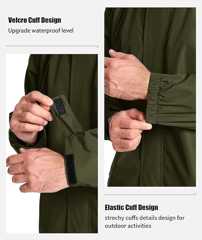 SWISSWELL Mens Women Rain Suit Rain Jacket and Pants Waterproof Lightweight Windbreaker with Detachable Hood for Golf Fishing