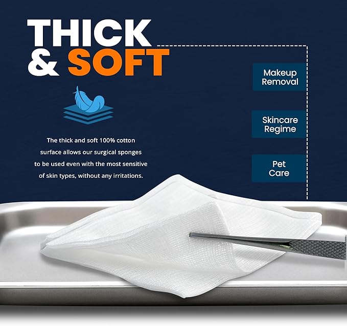 MED PRIDE 4”x 4” Gauze, 200 Surgical Sponges 12-ply Extra Absorbent | All-Gauze, Non-Sterile| Great for Wound Dressing, Prepping, Scrubbing & Cleaning| Essential First-Aid