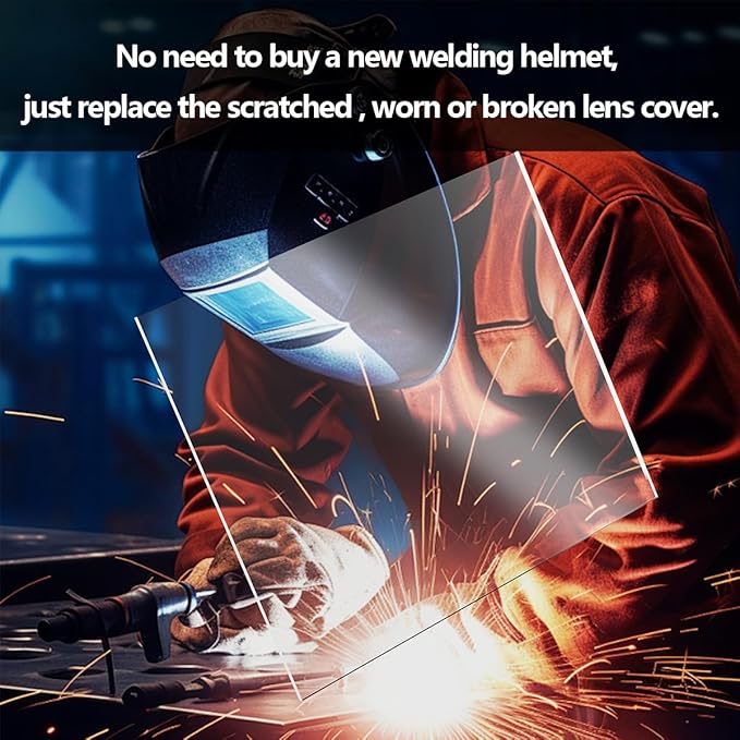 4.33''x3.54'' Welding Helmet Hood Clear Lens Cover, Universal Welding Protective Lens Replacement (20pcs)