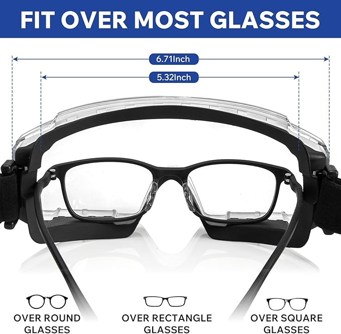 Clear Safety Goggles Glasses 2 Pack - Anti-Fog, Scratch and UV380 Lenses - Adjustable Non-Slip Strap - ANSI Z87.1 Certified Eye Protection for Chemistry Lab Work & Industrial Use for Men & Women