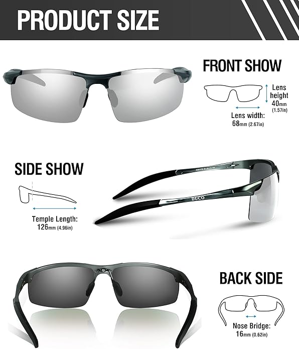DUCO Mens Sports Polarized Sunglasses UV Protection Sunglasses for Men 8177s