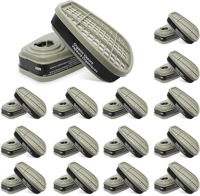 15/PK 6001 Filter Cartridges for Respirator, Replacement Respirator for 6200,6800,4008 Series, Organic Vapor Cartridge for Filtration of Gas,Paints,and Chemicals.