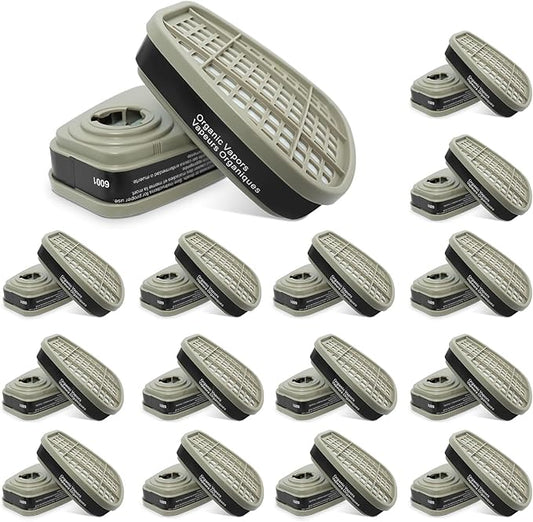 15/PK 6001 Filter Cartridges for Respirator, Replacement Respirator for 6200,6800,4008 Series, Organic Vapor Cartridge for Filtration of Gas,Paints,and Chemicals.