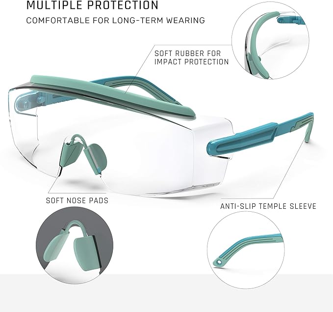 Anti Fog Safety Glasses Safety Goggles Over Glasses Protective Glasses with Anti Scratch Lenses Adjustable