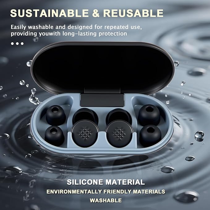 Ear Plugs for Sleeping Noise Cancelling 45dB,7 Pairs Reusable Suitable for Side Sleepers,Work, Concerts, Travel & Focus (Black)