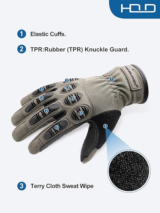 HANDLANDY Safety Work Gloves for Men& Women, Utility Impact Grip Working Gloves
