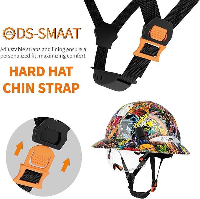 Full Brim Hard Hat with Visor, 6-Point Ratchet Suspension Safety Helmet, Superior Impact Head Protection, ANSI Z89.1 OSHA Approved Safety Helmet,Great for Men&Women