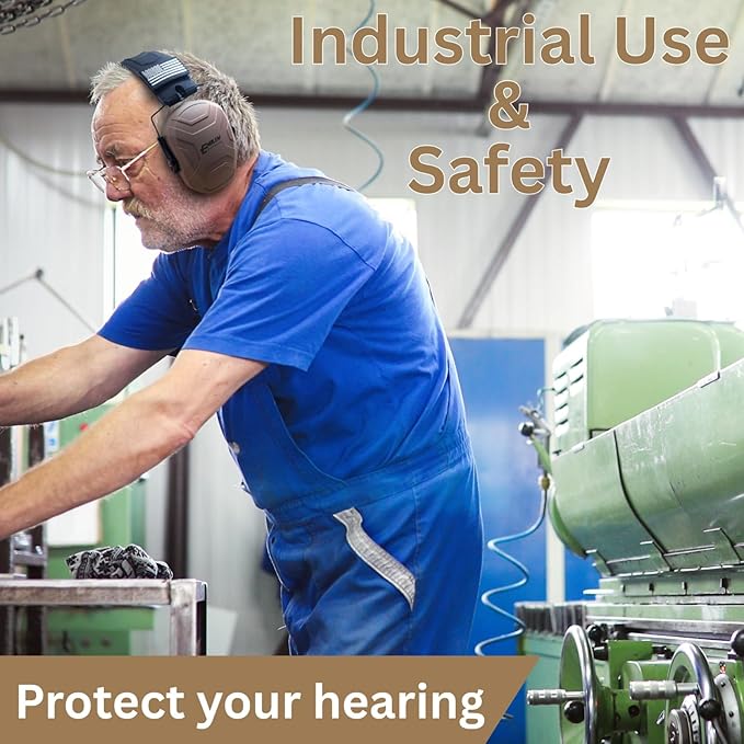 Shield XT Shooting Ear Protection for Gun Range | NRR 24dB | Construction Hearing Protection for Adults and Kids | Slim Noise Reducing Ear Muffs for Sport and Safety (Brown) by Emblem OD