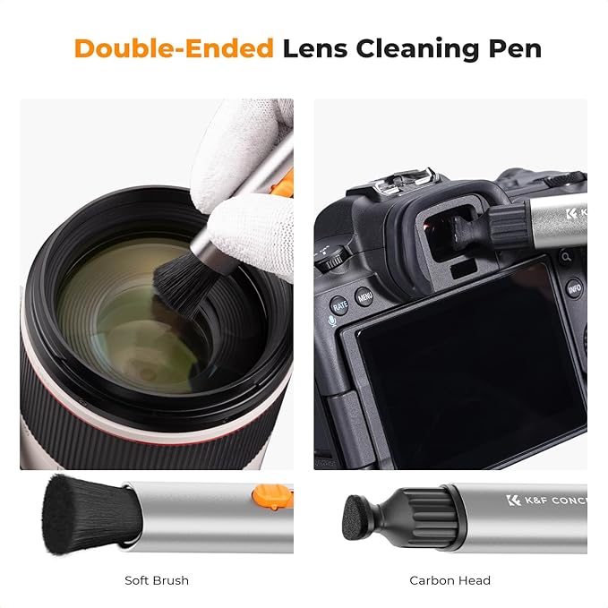 K&F Concept Multifunctional Lens Pen with Aluminum Alloy Pen Body, Carbon Head Lens Cleaning Pen for Canon, Nikon, Pentax, Sony Digital Camera Cleaning,AR VR Glasses Cleaning