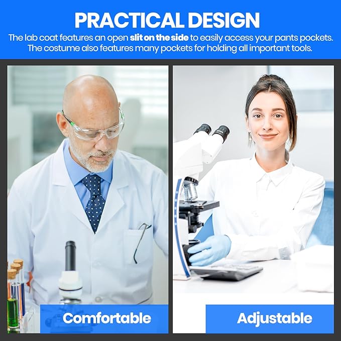 Dress Up America Lab Coat - Doctors White Lab Coat Costume for Adults - 3/4 Length Lightweight Lab Coats for Women and Men