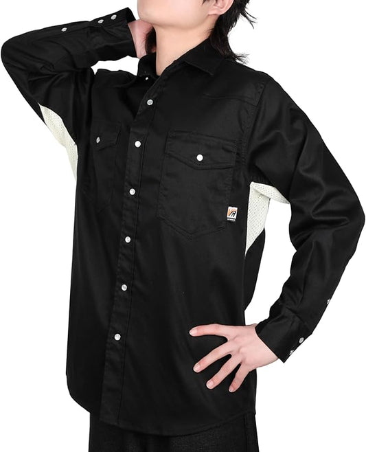 VATRENUS FR Shirts for Summer Pearl Snaps Breathable Vented Mesh Back and Underarm Lightweight Flame Resistant Welding Shirt