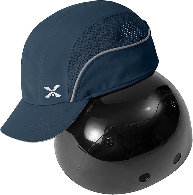 Lightweight Safety Bump Cap - Breathable Baseball Style Protective Hat with Reflective Stripes
