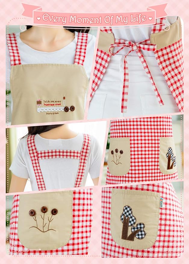 NEWGEM Cotton Chef Apron with Pockets for Kitchen Cooking Baking Grilling Painting