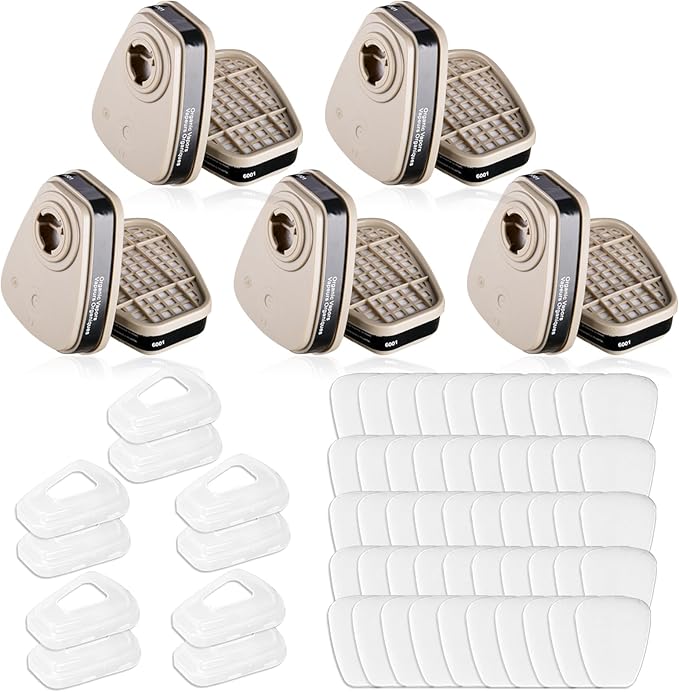 6001 Filter Cartridges for Respirator, Respirator Cartridges & Filters - Against Organic Vapor/Chemical/Paint, Respirator Filters Compatible with 6200, 6800, 6502, 7502, 4008 Series(5 Set)