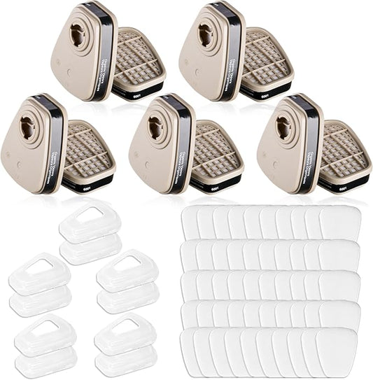 6001 Filter Cartridges for Respirator, Respirator Cartridges & Filters - Against Organic Vapor/Chemical/Paint, Respirator Filters Compatible with 6200, 6800, 6502, 7502, 4008 Series(5 Set)