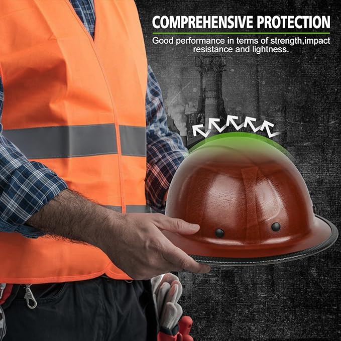GREEN DEVIL Fiberglass Full Brim Hard Hat OSHA & ANSI Rated Fiber Hardhat for Men with Brim Guard