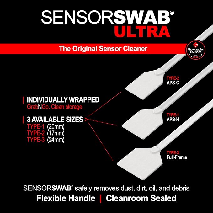 Sensor Cleaning Swab Kit - Eclipse Optic Cleaning Solution (0.5oz/15ml) + Type-2 Sensor Swab Ultra 17mm (Pack of 6) - for APS-C CMOS and CCD Sensors - Dust & Oil Remover