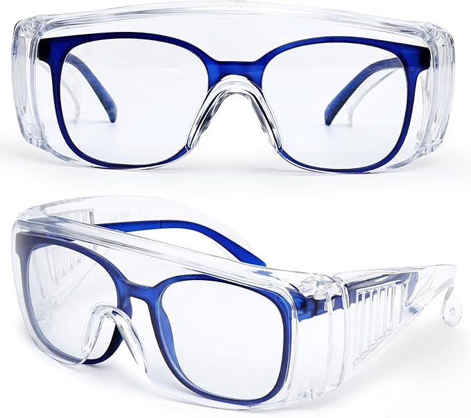 BISON LIFE Diamont Vented Over Glasses Safety Glasses | Meets ANSI Z87.1, Impact Resistant Polycarbonate Lens