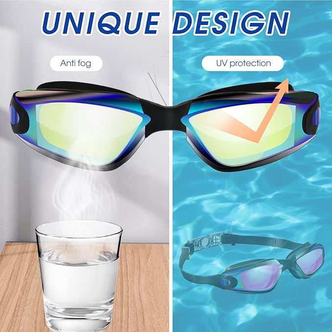 Treela 10 Pcs Swimming Goggles for Adults Pool Goggles Swim Glasses Bulk Multipack Anti Fog Silicone No Leaking