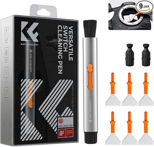 K&F Concept Lens Cleaning Pen for Full-Frame CMOS & CCD Sensors, Lens Cleaner Pen with 6* Full Frame Sensor Cleaning Rods for DSLR & Mirrorless Digital Cameras