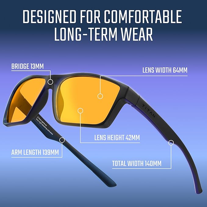 Titan Gaming Glasses, Anti Blue Light Glasses Men, UV400 Protection Blue Light Blocking Glasses for Computer Eye Strain