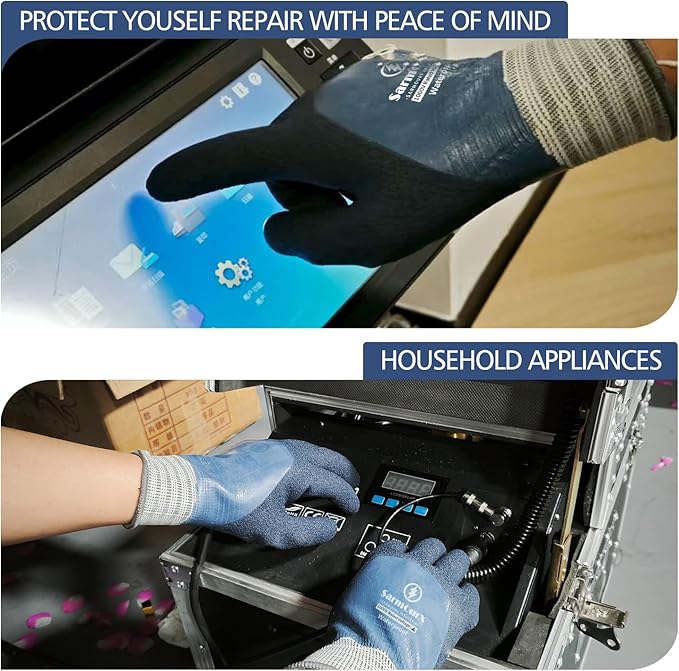Electrician Insulated Gloves 1000V High Voltage, Waterproof for Palm Rubber Non-Slip Electrical Gloves