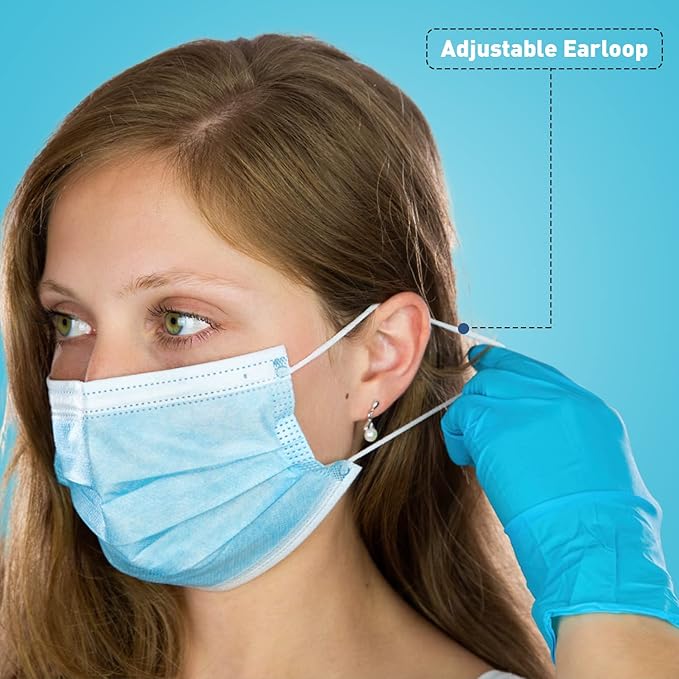 DR.MOXA Face Masks Disposable 100 Pack, PFE>95%, 3 Ply Protection Face Masks for Adults General Use