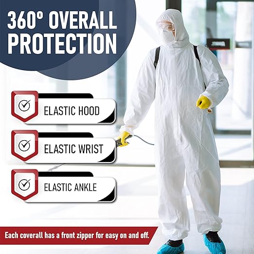 Hazmat Suits Disposable | 1 Pack, 6X-Large | Protective Coveralls with Attached Hood and Boots | Heavy Duty Full Body Painters Suit for Adults - Breathable & Water Resistant | 6XL